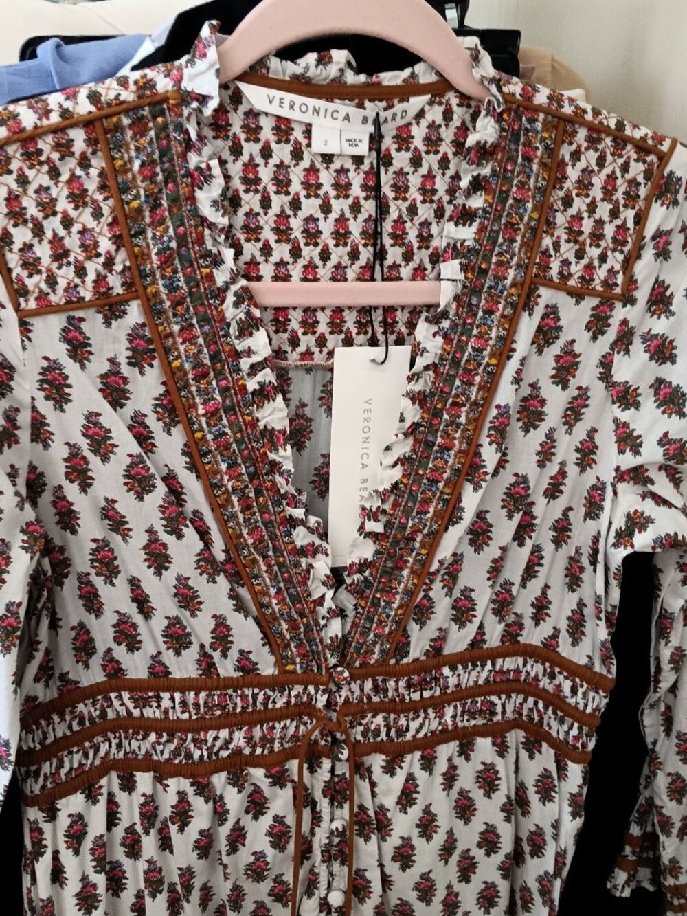 Veronica Beard Bohemian Style Long Sleeve Maxi/Midi Dress Size 2